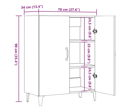 Aparador de madera de ingeniería envejecida 70x34x90 cm
