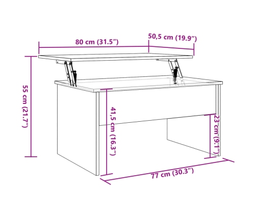 Mesa de centro madera ingeniería roble artisan 80x50,5x41,5 cm