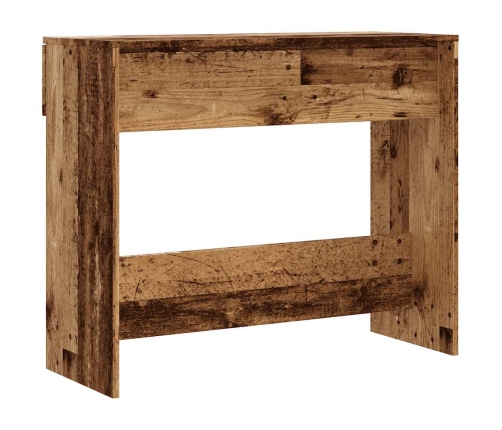 Mesa consola madera contrachapada envejecida 90x36x75 cm