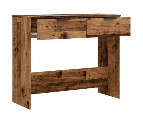 Mesa consola madera contrachapada envejecida 90x36x75 cm