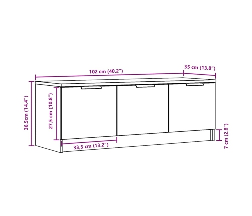 Mueble de TV madera contrachapada madera antigua 102x35x36,5 cm