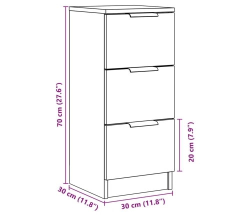 Aparadores 2 uds madera ingeniería madera envejecida 30x30x70cm