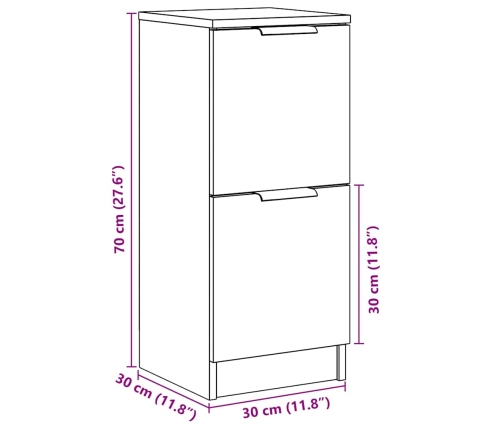 Aparador madera de ingeniería madera envejecida 30x30x70 cm