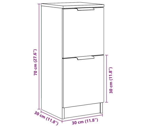 Aparadores 2 uds madera ingeniería madera envejecida 30x30x70cm