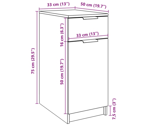 Armario de baño madera ingeniería roble artisan 33x50x75 cm