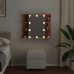 Mueble con espejo y LED madera vieja 70x16,5x60 cm