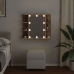 Mueble con espejo y luces LED roble artesanal 70x16,5x60 cm