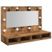 Mueble con espejo y LED madera vieja 90x31,5x62 cm