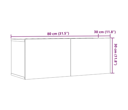 Muebles para TV de pared 2 uds madera envejecida 80x30x30 cm