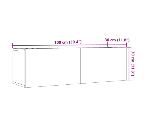 Muebles para TV de pared 2 uds madera envejecida 100x30x30 cm