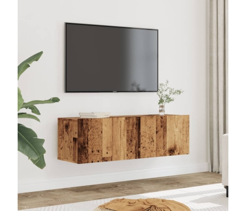 Muebles para TV de pared 2 uds madera envejecida 100x30x30 cm