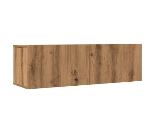 Muebles para TV de pared 2 uds roble artesanal 100x30x30 cm