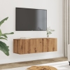 Muebles para TV de pared 2 uds roble artesanal 100x30x30 cm