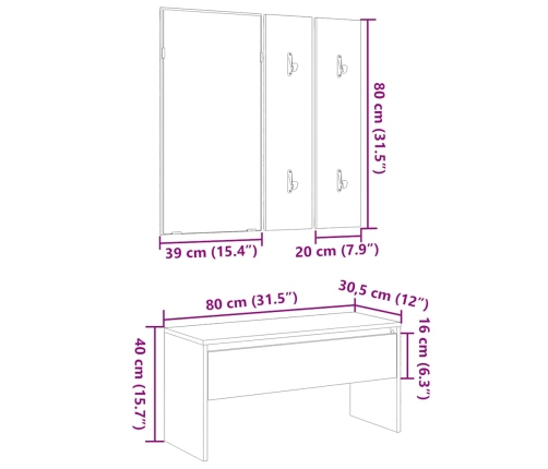 Juego de muebles de recibidor madera ingeniería madera antigua