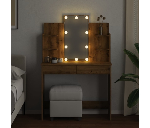 Tocador con luces LED roble artisan 96x40x142 cm