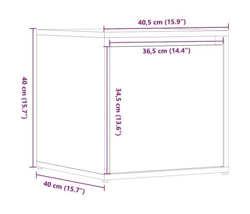 Cajón taburete madera de ingeniería madera vieja 40,5x40x40 cm