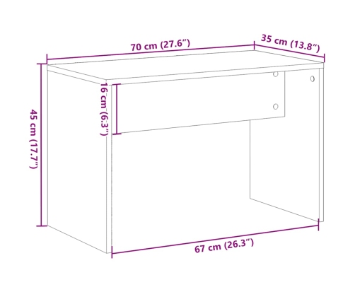 Taburete vestidor madera contrachapada artisan roble 70x35x45cm