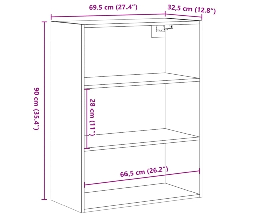 Armario colgante de pared madera vieja 69,5x32,5x90 cm