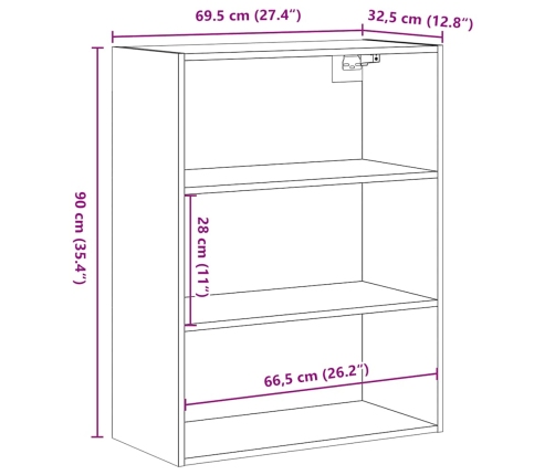 Armario colgante de pared roble artisian 69,5x32,5x90 cm