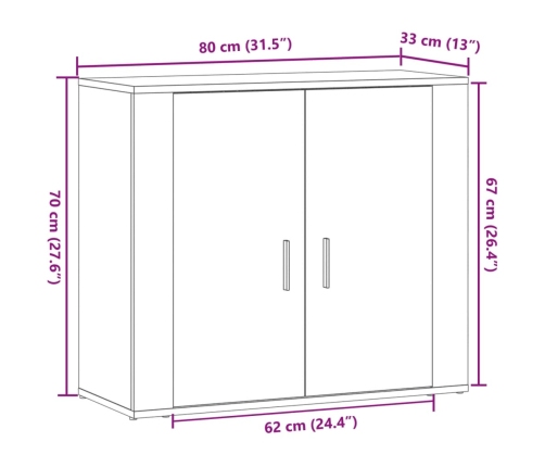 Aparador madera de ingeniería madera envejecida 80x33x70 cm