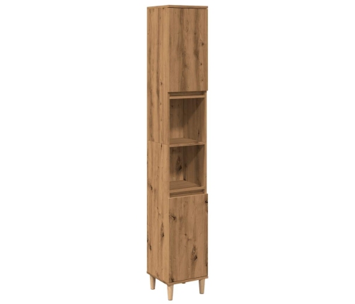 Armario de baño madera contrachapada roble artisan 30x30x190 cm