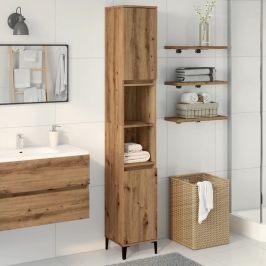 Armario de baño madera contrachapada roble artisan 30x30x190 cm