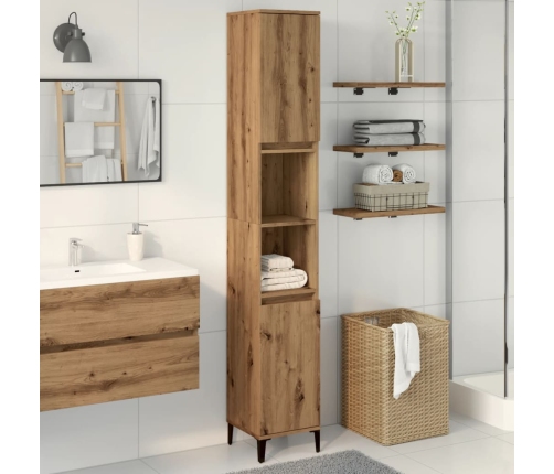 Armario de baño madera contrachapada roble artisan 30x30x190 cm