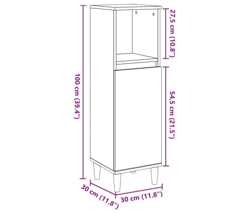 Armario de baño madera de ingeniería roble artisan 30x30x100 cm