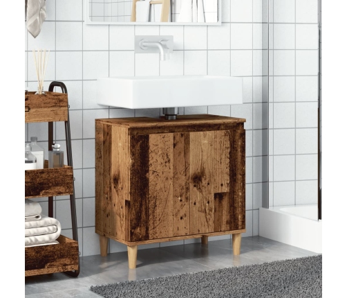 Mueble de lavabo madera de ingeniería envejecida 58x33x60 cm