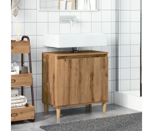 Mueble de lavabo madera de ingeniería roble artisan 58x33x60 cm