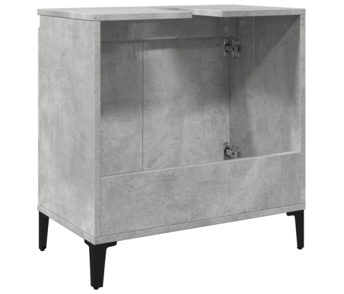 Armario de lavabo madera contrachapada gris hormigón 58x33x60cm