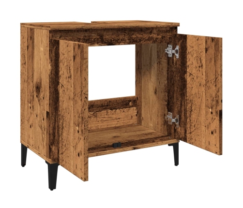 Mueble de lavabo madera de ingeniería envejecida 58x33x60 cm