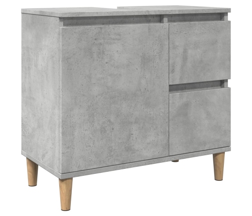 Mueble de lavabo madera ingeniería gris hormigón 65x33x60 cm