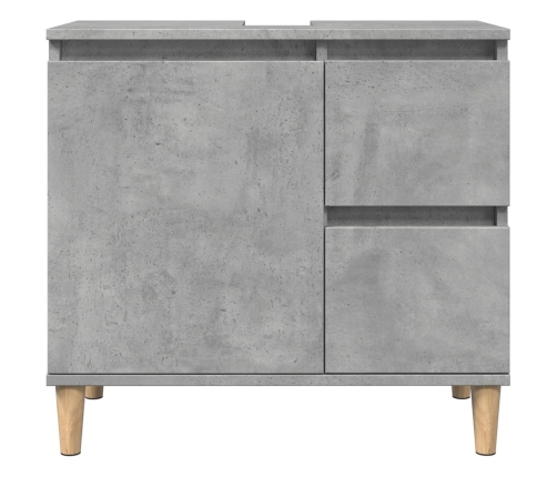 Mueble de lavabo madera ingeniería gris hormigón 65x33x60 cm