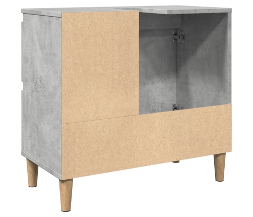 Mueble de lavabo madera ingeniería gris hormigón 65x33x60 cm