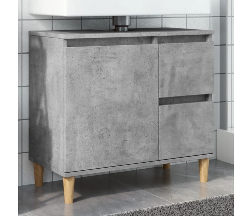 Mueble de lavabo madera ingeniería gris hormigón 65x33x60 cm