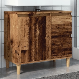 Armario de lavabo baño madera ingeniería envejecida 65x33x60 cm