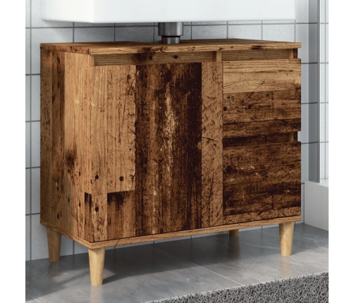 Armario de lavabo baño madera ingeniería envejecida 65x33x60 cm