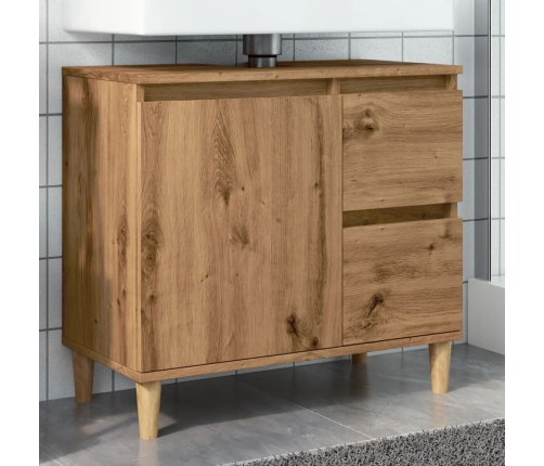 Armario lavabo baño madera ingeniería roble artisan 65x33x60 cm