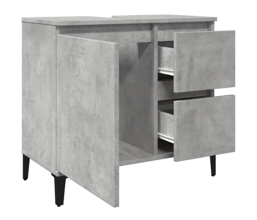 Mueble de lavabo madera ingeniería gris hormigón 65x33x60 cm