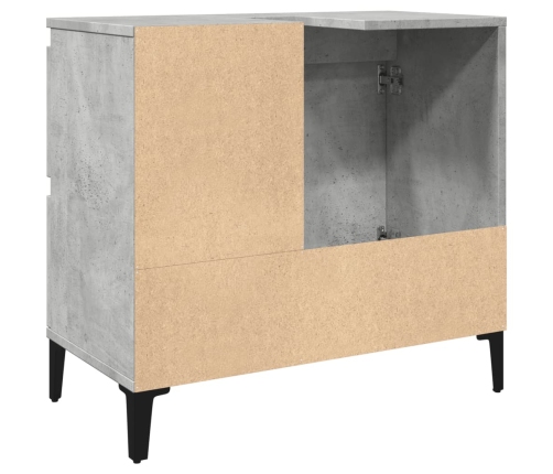 Mueble de lavabo madera ingeniería gris hormigón 65x33x60 cm