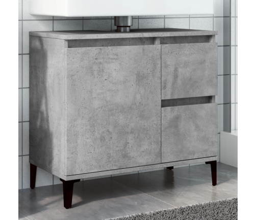 Mueble de lavabo madera ingeniería gris hormigón 65x33x60 cm