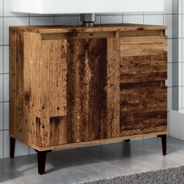 Armario de lavabo baño madera ingeniería envejecida 65x33x60 cm