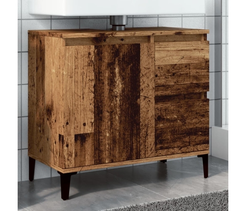 Armario de lavabo baño madera ingeniería envejecida 65x33x60 cm