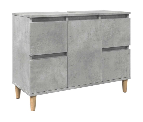 Armario de lavabo madera contrachapada gris hormigón 80x33x60cm