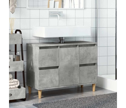 Armario de lavabo madera contrachapada gris hormigón 80x33x60cm