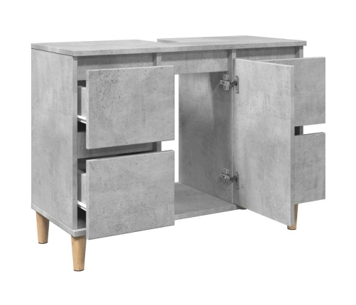 Armario de lavabo madera contrachapada gris hormigón 80x33x60cm