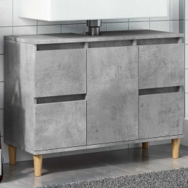 Armario de lavabo madera contrachapada gris hormigón 80x33x60cm