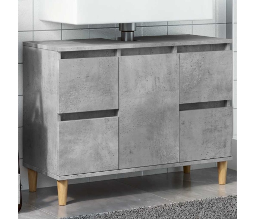 Armario de lavabo madera contrachapada gris hormigón 80x33x60cm