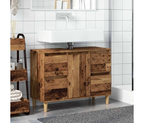 Mueble de lavabo madera ingeniería envejecida 80x33x60 cm